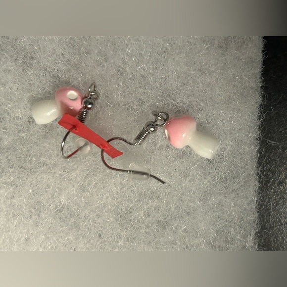 NWT A magical pink mushroom set of earrings that are NEW CERAMIC STAINLE⦠- Picture 4 of 4